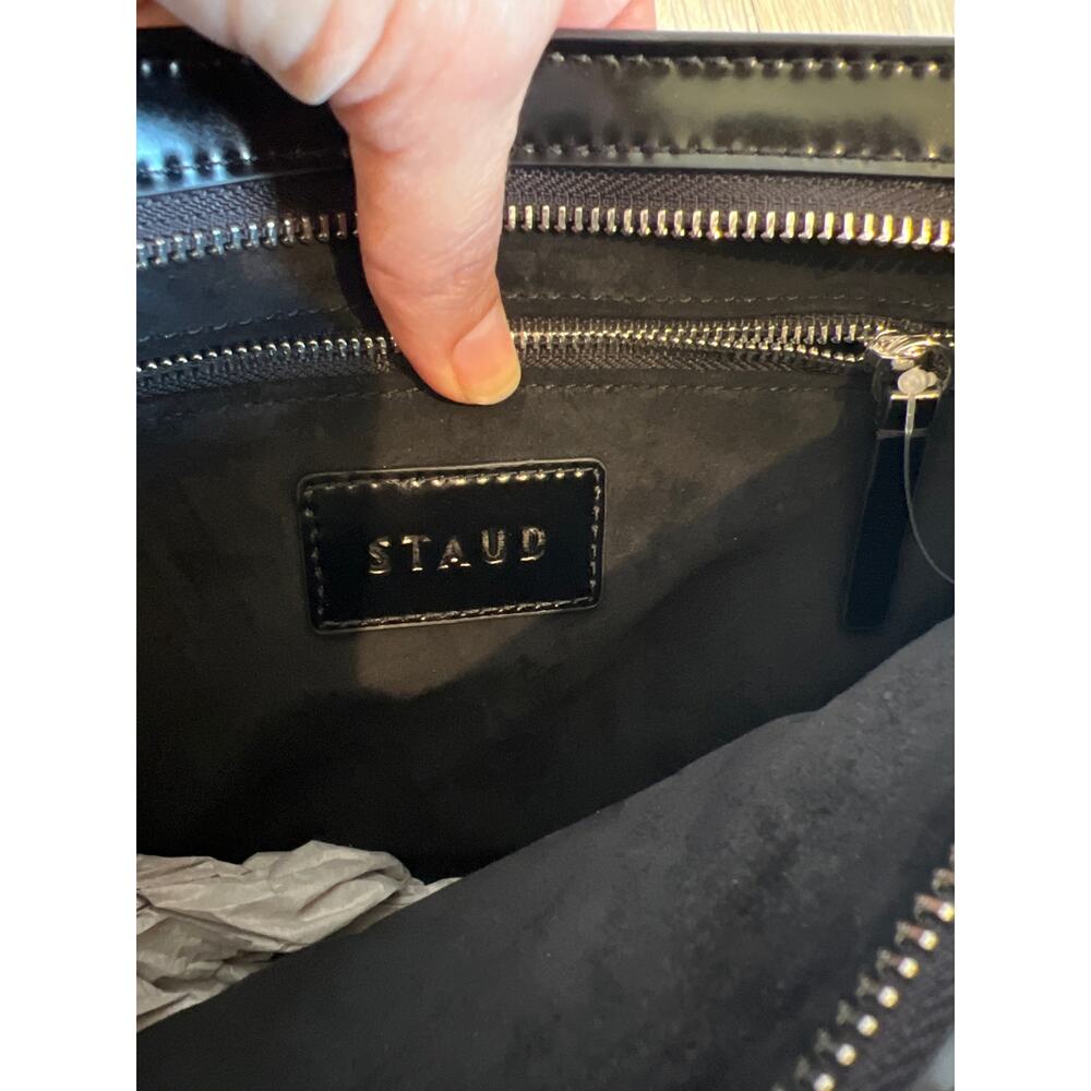 NWT Staud - Colt Shoulder Black Bag w Chain Detail Gold Silver - Picture 6 of 8